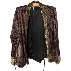 Free People | Jacket Kimono Layla Embellished Sequin Velvet Boho- Size XS